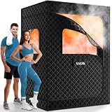 X-Vcak Upgraded 2 Person Sauna, Portable Sauna with 5 Layer Waterproof, Portable Steam Sauna Tent with 2 Steamers, 2 Folding Chair, 71”x 49”x 36"