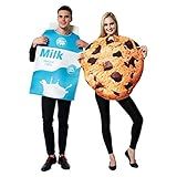 ReneeCho Couple Costume Halloween Food Cookies and Milk Carton Box Adult Men Women
