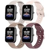 Meliya Bands Compatible with Amazfit GTS/GTS 2/GTS 3/GTS 2e/GTS 2 mini/GTS 4 mini/GTS 4/GTR mini, 20mm Silicone Watch Band Replacement Straps for Amazfit Bip U Pro/Bip/Bip Lite/Bip S/Bip S lite/Bip U/Bip 3/Bip 3 Pro (Starlight+Smoke Purple+Milk Tea+Pink)