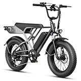 Jasion RetroVolt Electric Bike for Adults, 2000W Peak - 30MPH Electric Dirt Bike, 48V 13AH Battery, 70Miles Max Range Electric Motorcycle, 20'' X 4'' Fat Tire All-Terrain E-Bike