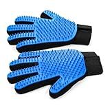 NVNAN Pet Hair Removal Glove for Dogs & Cats, 2-in-1 Deshedding Brush & Massage Mitt - Grooming Gloves for Shedding Control, Bathing and Washing, Safe for Short/Long Hair Pets 2-Pack (Blue)