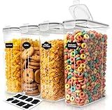 Utopia Kitchen Cereal Containers Storage Set – 4 Pack 4L(135.2 oz) Airtight Food Storage Containers with Lids, BPA-Free Cereal Dispensers for Pantry Organization and Storage (Clear)
