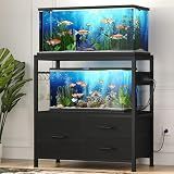 Heybly 20-29 Gal Fish Tank Stand with Drawer, Power Outlet,330lbs HAS001BK