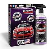 Car Wax Spray and Ceramic Coating for Cars - 3 in 1 Waterless Car Wash and Detailing - Quick Effect Coating Agent for Car - High Gloss Top Coat, Shiny Car Stuff by Shine Armor - Protective Wax 16FlOz