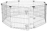 Amazon Basics Foldable Octagonal Metal Exercise Pen for Dogs, Indoor/Outdoor, Single Door, 8 Panels, 24" Height, Extra Small, Easy to Assemble, Black