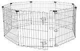 Amazon Basics Foldable Octagonal Metal Exercise Puppy / Dog Playpen - Indoor/Outdoor, Single Door, Extra Small (8 Panels, 24 x 24), Easy to assemble and store, 24" - Puppy, Black