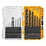 DEWALT Drill Bit Set, 3-Flats Shank,14-Piece, 135 Degree Split Point, for Plastic, Wood and Metal (DWA1184)
