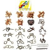 Blovec 24PCS Brain Teaser Puzzles for Adults, Mind Puzzle Ancient Wooden and Metal Puzzles 3D Unlock Interlock IQ Puzzle Box Game for Adults