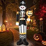 Boveco 10FT Halloween Inflatables Outdoor Decorations Giant Scary Skeleton General with Pumpkin, Built-in LED Lights, Holiday Yard Garden Party Blow Up Spooky Lawn Décor