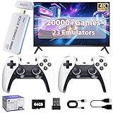 Wireless Retro Game Console Built-in 20000+ Games and 23 Emulators, 2025 New Plug & Play Retro Gaming Console with 4K Output & Dual 2.4G Controllers, Nostalgic Game Stick (62GB)