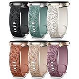 SNBLK Floral Engraved Bands Compatible with Samsung Galaxy Watch 7 Band 6 5 4 Active 2 40mm 44mm/5 Pro/Watch 6/4 Classic, 6Pack 20mm Cute Flower Soft Silicone Sport Strap for Samsung Watch Bands Women