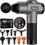 TOLOCO Massage Gun, Deep Tissue Back Massage for Athletes for Pain Relief, Percussion Massager with 10 Massages Heads & Silent Brushless Motor, Valentines Day Gifts for Him Her, Carbon