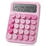 Mr. Pen Mechanical Switch Calculator - 12 Digit Large LCD Display, Pink with Big Buttons, Back to School Supplies
