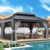 Aoxun 12' X 16' Hardtop Gazebo with Built in Drainage, Aluminum Gazebos