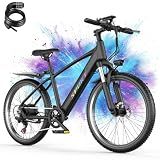 Electric Bike for Adults, 1500W Peak E-bike with 48V 12Ah Removable Battery, 26" Tires Electric Mountain Bike, Up to 65 Miles 25MPH, 7-Speed Ebike, Electric Bicycle for Commute, Front Fork Suspension
