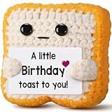 A little Birthday Toast to you - Funny Happy Birthday Gifts for Women, Men, Mom, Dad, Girls, Boys - Unique Crochet Toast Gift Card - Cute Keepsake & Desk Decor Alternative for Her, Him, Best Friend