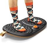Trobing Standing Desk Mat Balance Board with Rollerball, Wooden Wobble Anti Fatigue Mat Balance Board for Standing Desk, Home Office Non-Slip Comfort Floor Mat to Relieve Foot, Knee, and Back Pain
