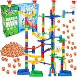Marble Genius Marble Run Super Set, STEM Toys & Maze Construction Building - 150 Translucent Track Pieces & Glass Marble for Family, Kids Toddlers Ages 4-8 - Fun Holiday Creative Gifts