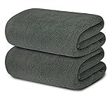 BIOLINEN Luxury 30x60 100% Cotton Grey Bath Towels - Ultra Soft, Highly Absorbent, Quick-Dry - Premium Quality for Home, Spa & Hotel