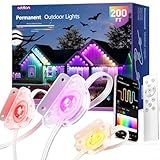 addlon 200FT Permanent Outdoor Lights, RGB+IC Smart LED Outdoor Lights for House, App & Remote Control, DIY Scene Mode, IP67 Waterproof Christmas Light, Holiday, Party, Halloween Decorations