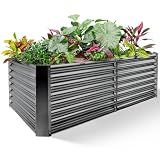 Land Guard 8×4×2 ft Galvanized Raised Garden Bed Kit, Galvanized Planter Raised Garden Boxes Outdoor, Large Metal Raised Garden Beds for Vegetables(Grey)…