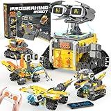 5in1 STEM Robot Building Kits for Kids 6-12, App & Remote Control STEM Dinosaur Tank Robot Building Toys for Kids, 890Pcs DIY Science Building Sets, Erector Sets for Boys Girls Birthday Xmas Gifts