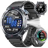 Jugeman Military Smart Watch for Men with Dual-Band GPS, 5ATM Waterproof, 1.43" AMOLED Fitness Watch with Bluetooth Call, Heart Rate Blood Oxygen Sleep Monitor, 160+ Sport Smartwatch for Android iOS