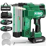 KIMO 18 Gauge Nail Gun Cordless with Battery 2.0Ah X 2, 1000pcs Nails and Staples, 2 Firing Modes, 180 Nails/min, Adjustable Nailing Depth, 2 in 1 Cordless Brad Nailer and Stapler for DIY Project