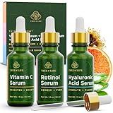 Tree of Life Face Serum Set - Vitamin C, Retinol & Hyaluronic Acid for Brightening, Firming & Hydrating - Anti Aging Skin Care Set - Dermatologist Tested - 1 Fl Oz (Pack of 3)