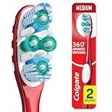Colgate 360 Optic White Advanced Adult Whitening Toothbrush, Medium, 2 Pack