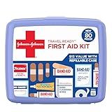 Band-Aid Travel Ready Portable Emergency First Aid Kit for Minor Wound Care with Assorted Adhesive Bandages, Gauze Pads & More, Ideal for Travel, Car & On-The-Go, 80 pc