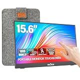 InnoView 15.6" Portable Monitor 60Hz Touchscreen 1080P 10-Point Touch Screen Monitor Portable with Protective Sleeve Built-in Stand, 1200:1 HDMI USB C Travel Monitors for Laptop, PC, Phone