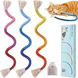 Retro Shaw Cat Toys, Cat Chew Rope Toy 3Pcs with Refillable Catnip, Safe Sisal String Dental Cleaning Interactive Toy for Indoor Kittens Kitty, 23.6 Inches