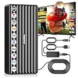 TV Antenna for HD Smart TV Indoor,1000+ Miles Range Digital Outdoor TV Antenna for Free Local Channels, Supports 8K/4K/1080P,33ft Coax Cable(Noir)