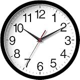 Rohioue 14 Inch Wall Clock Modern Battery Operated Silent Non Ticking Large Analog Clock for Living Room Office Home Bedroom Kitchen Bathroom(Black)