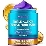 MAREE Deep Conditioning Hair Mask for Damaged Hair Treatment – Keratin Hair Care for Hydrating Growth Repair Moisturizing – Dry Curly Color Refreshing – 10 Fl Oz, Purple