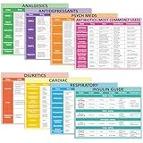 8Pcs Nurse Cheat Sheet Bundle Nurse Badge Reference Posters Pharmacology Cheat Sheets Nursing Notes for Nursing Students New Nurses Study Guide Supply Hospital Office Home Classroom Decor 11 x 8.5 In