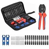 Solar Crimper Tool Kit 51 PCS Solar Tools - a Crimper, 12 Pairs Solar Connectors and 2 Spanners for Solar Panel PV Cable Assembly and Installation