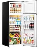 EUHOMY 7.4 Cu.Ft. Refrigerator with Freezer, 2 Door Fridge, Large Capacity,Adjustable Thermostat, Refrigerator for Kitchen/Dorm/Apartment/Garage - Food Storage or Cooling drinks, Silver