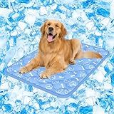Rywell Dog Cooling Mat 2.0, Ocean Blue,44" x 32" Thick & Durable Cooling Mat for Extra Large Dogs, Long-Lasting Cool with Waterproof & Color-Changing Arc-Chill Tech (Q-Max>0.5) Washable& Non-Toxic