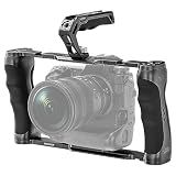 NEEWER Universal Camera Cage & Top Handle with 3/8" ARRI Locating Pins Kit, Video Rig Camera Stabilizer with Arca Type Base, Dual Handgrips, Compatible with SmallRig Accessories, CA016T