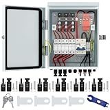 CNLonQcom 6 Strings Metal Solar PV Combiner Box DC500V 100A Circuit Breaker with Surge Protector, 15A Fuses and Radiator, Outdoor IP66 Waterproof for Solar Panels System