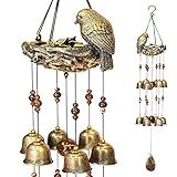 Bird Nest Wind Chimes,Wind Chimes for Outside with 12 Wind Bells for Glory Mothers Love Gift,Bird Bells Chimes Hanging Decoration for Outside Garden Yard Church, Bronze