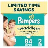 Pampers Swaddlers Diapers, Size S2 (10-22 lbs), 84 Count, Absorbent, Keeps Baby Dry and Comfortable, Pediatrician Recommended Skin Safe Disposable Baby Diaper