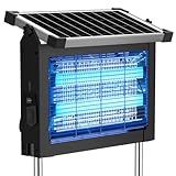 Solar Bug Zapper Outdoor, 4500V Mosquito Zapper Waterproof with Panel Sensor Electric Fly Zapper Rechargeable Mosquito Killer with 10FT Extension Cord, Fly Trap Ideal for Patio, Backyard, Camping