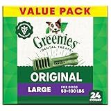 Greenies Veterinarian-Recommended Natural Dental Dog Treats, Large Size, Original Flavor, 36 oz. Pack, 24 Count