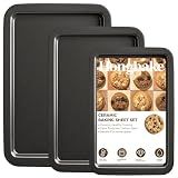 HONGBAKE Ceramic Baking Sheet Pan Set of 3, Easy to Grab, Non-Toxic