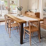 Devoko 6 Person Acacia Wood Dining Table for Kitchen,Natural