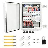 4 String Solar Combiner Box, IP65 Waterproof PV Combiner Box for On/Off Grid Solar System,with Lightning Arrester, 15A Rated Current Fuse & 63A Circuit Breaker(Plastic)