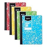 Amazon Basics Composition Notebook, College Ruled, 100 Sheets, 9.75" x 7.5", Assorted Marble Colors, 4-Pack